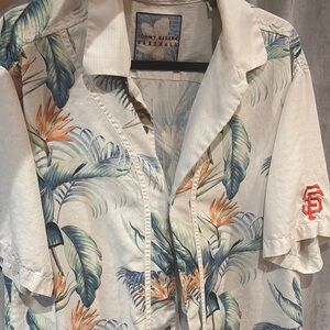 Tommy Bahama Men's Tropical Print Shirt - Cream and Green